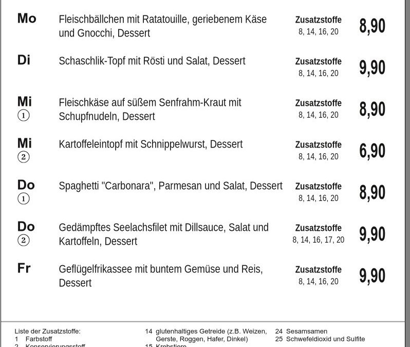Mittagstisch KW48 25.11. – 29.11.2024