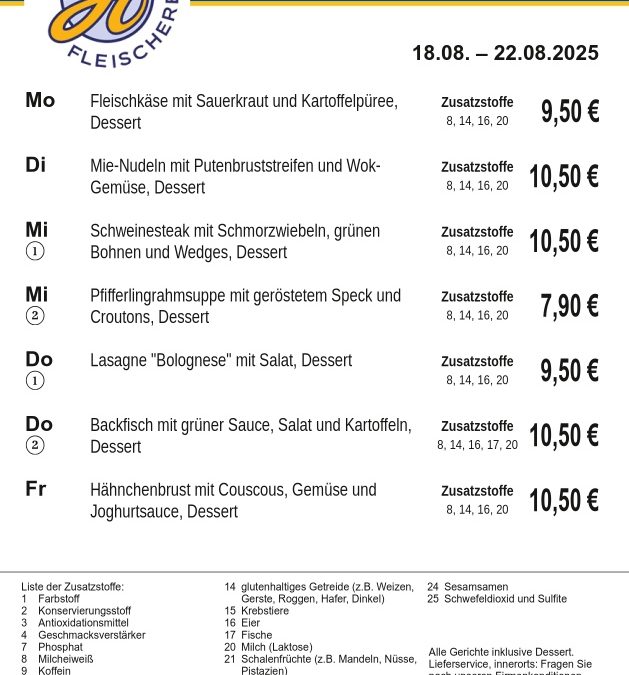 Mittagstisch KW34 18.08. – 22.08.2025