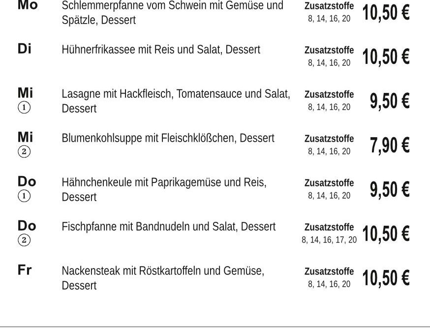 Mittagstisch KW38 15.09. – 20.09.2025
