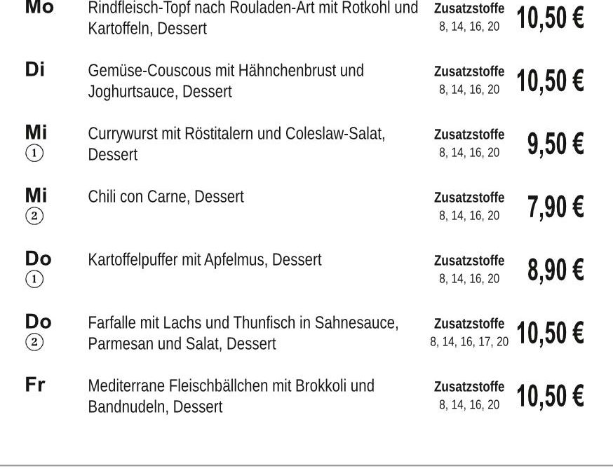 Mittagstisch KW51 15.12. – 19.12.2025