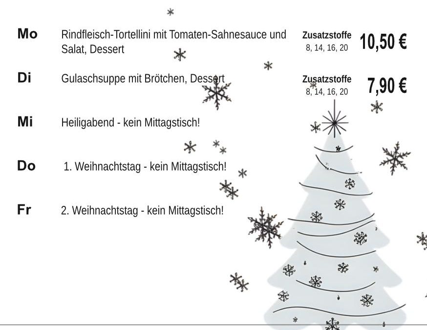 Mittagstisch KW52 22.12. – 26.12.2025