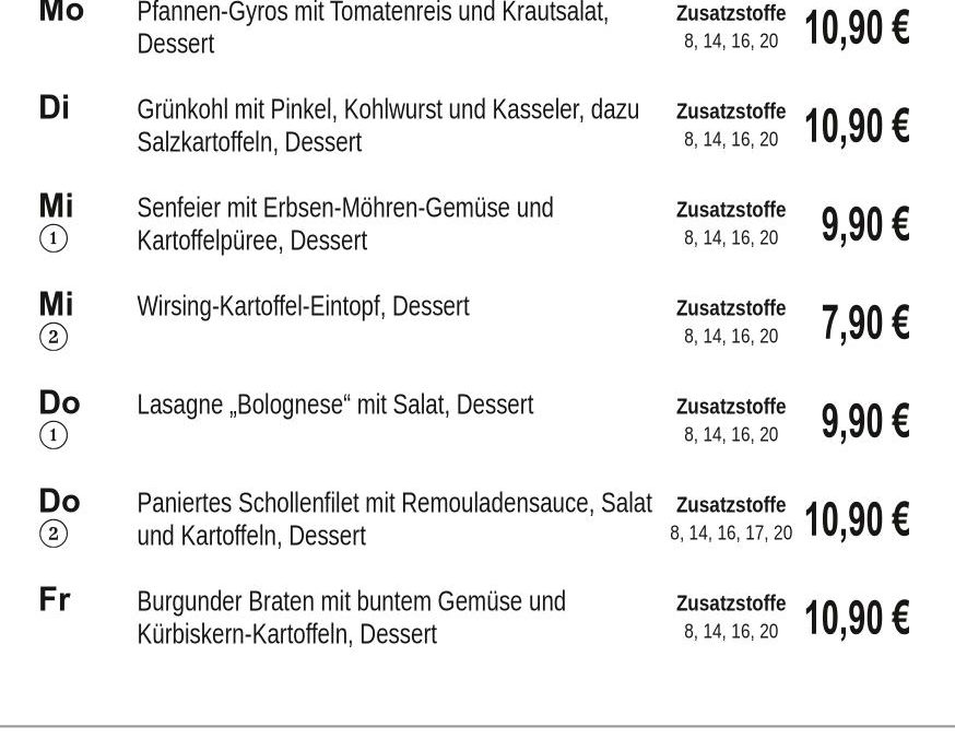 Mittagstisch KW05 26.01. – 30.01.2026