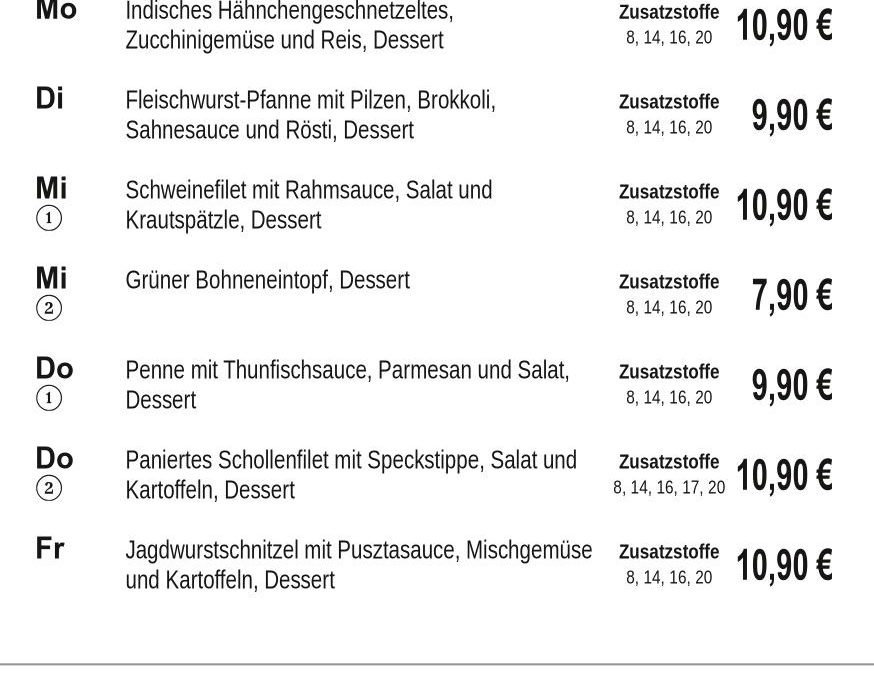 Mittagstisch KW08 16.02. – 20.02.2026