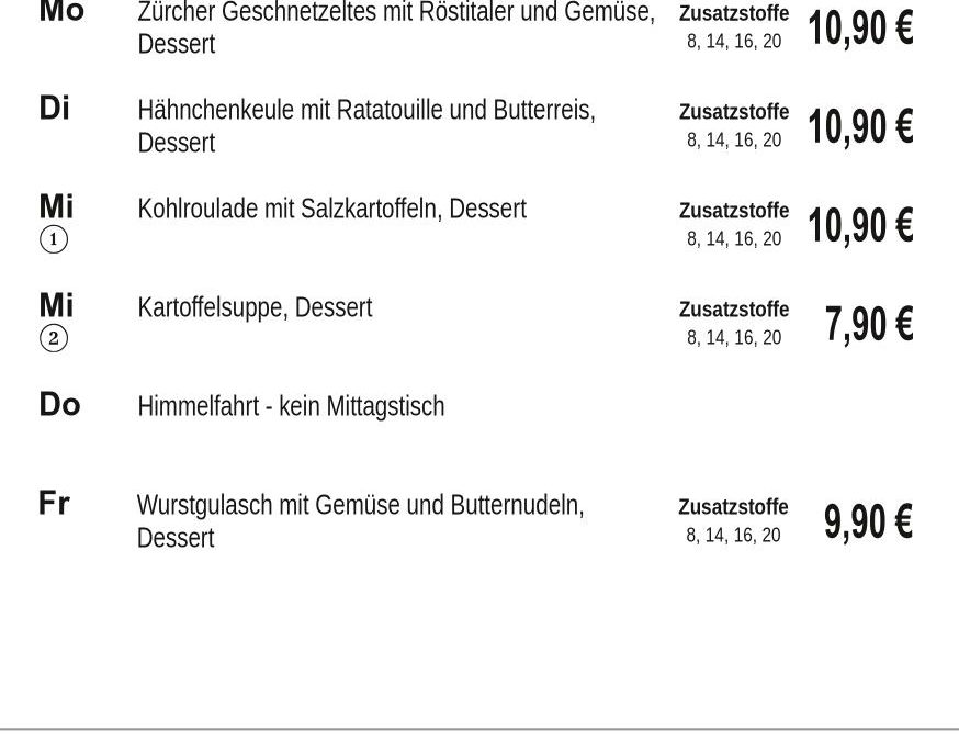Mittagstisch KW20 11.05. – 15.05.2026